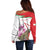 Lebanon Striped Hyena Off Shoulder Sweater With Cyclamen Flowers - Wonder Print Shop