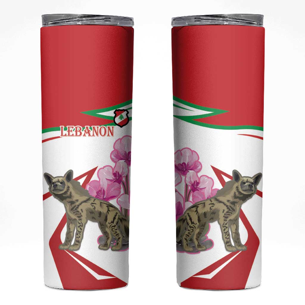 Lebanon Striped Hyena Skinny Tumbler With Cyclamen Flowers - Wonder Print Shop