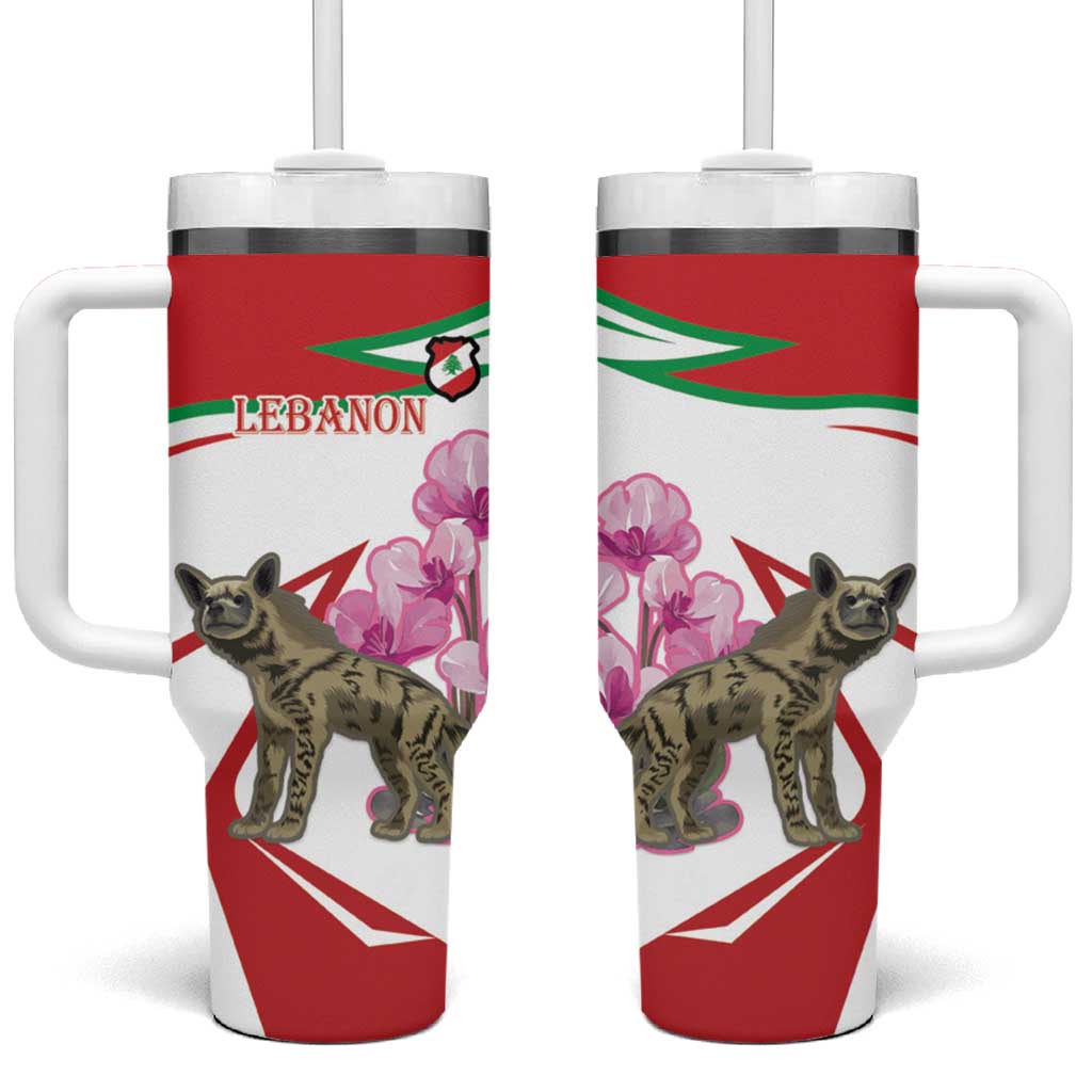 Lebanon Striped Hyena Tumbler With Handle With Cyclamen Flowers - Wonder Print Shop