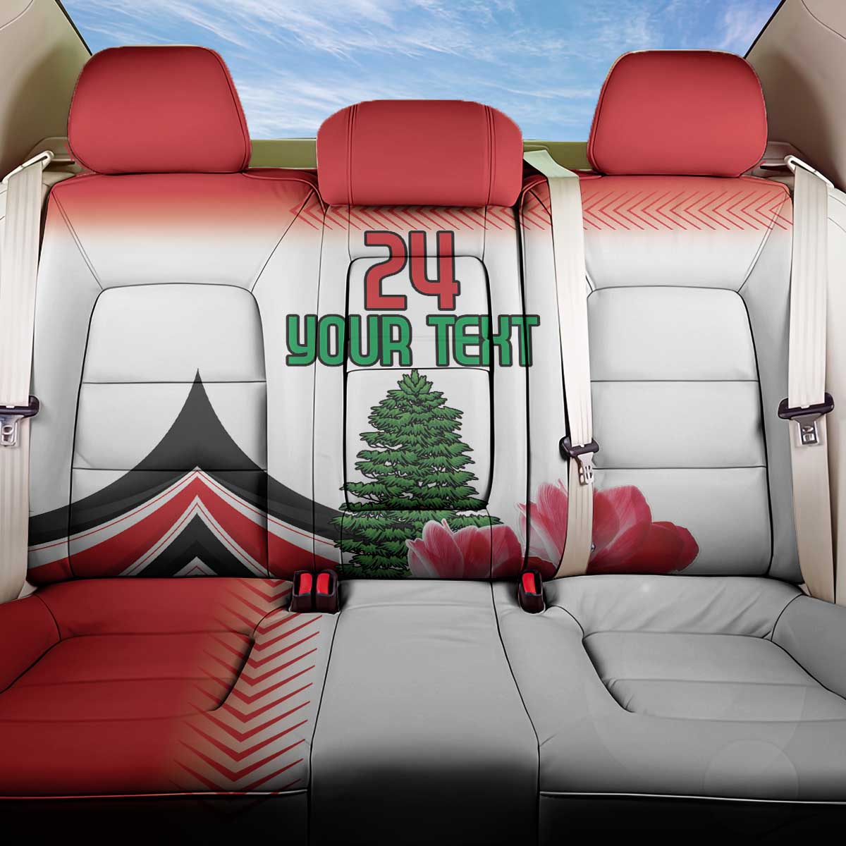 Custom Lebanon Independence Day Back Car Seat Cover Cyclamen Flowers Blooming