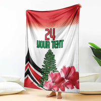 Custom Lebanon-themed blanket with “24 YOUR TEXT,” pine tree, and pink cyclamen flowers