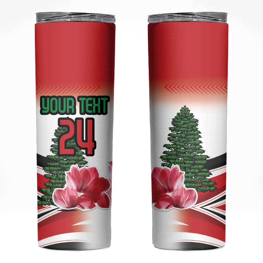 Custom Lebanon Independence Day Skinny Tumbler Cyclamen Flowers Blooming - Wonder Print Shop