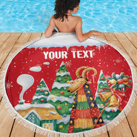 Romania Christmas Personalized Beach Blanket Romanian Folklore Capra Goat - Wonder Print Shop
