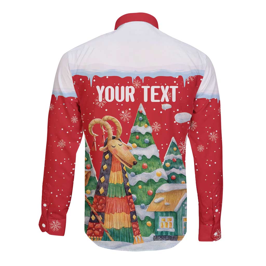 Romania Christmas Personalized Long Sleeve Button Shirt Romanian Folklore Capra Goat - Wonder Print Shop