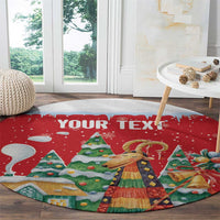 Romania Christmas Personalized Round Carpet Romanian Folklore Capra Goat - Wonder Print Shop
