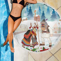 Romania Christmas Beach Blanket Romanian Folklore Traditional Christmas Mask - Wonder Print Shop
