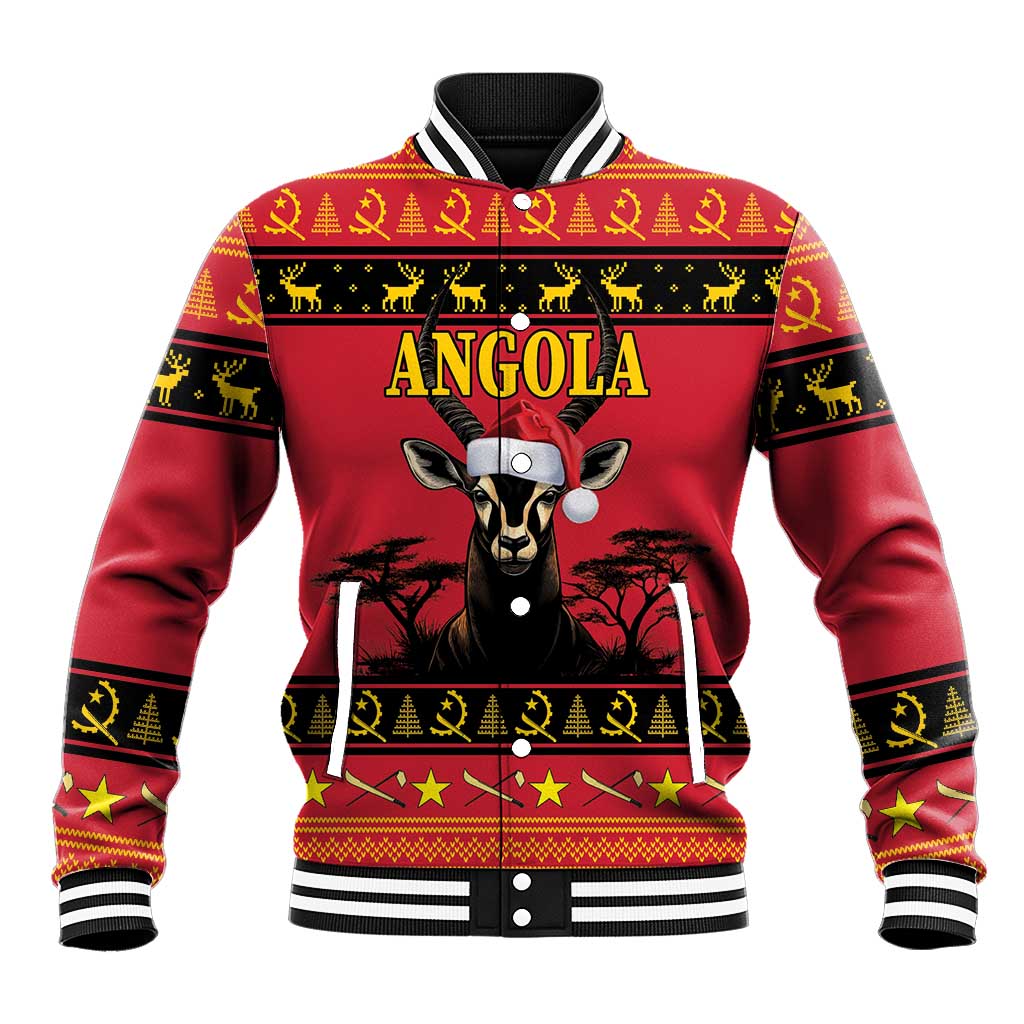 Angola Christmas Baseball Jacket Giant Sable Antelope Virtus Unita Fortior - Wonder Print Shop