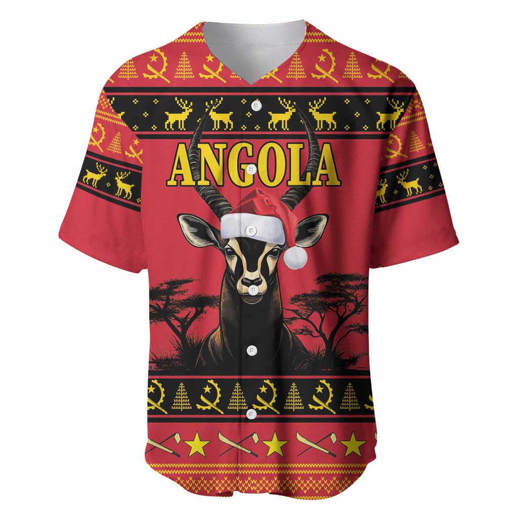 Angola Christmas Baseball Jersey Giant Sable Antelope Virtus Unita Fortior - Wonder Print Shop