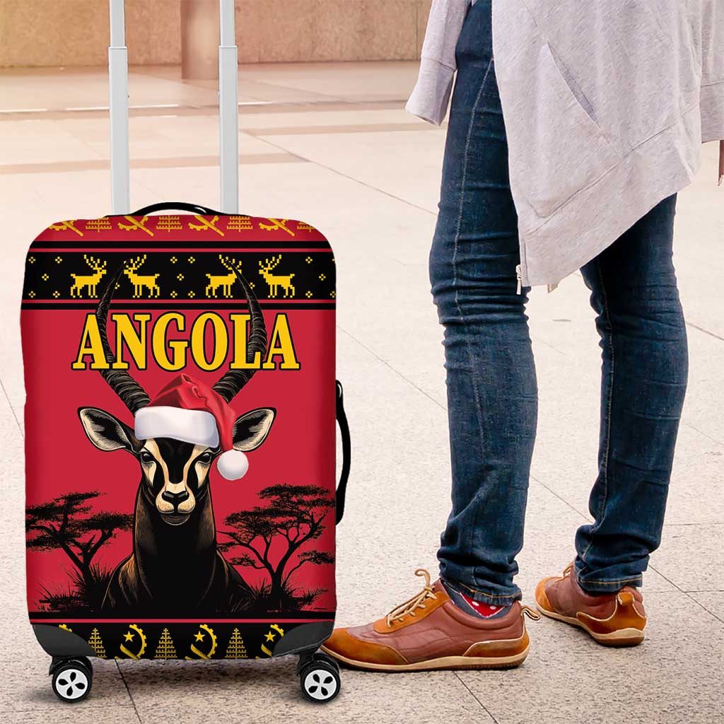 Angola Christmas Luggage Cover Giant Sable Antelope Virtus Unita Fortior