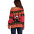 Angola Christmas Off Shoulder Sweater Giant Sable Antelope Virtus Unita Fortior - Wonder Print Shop