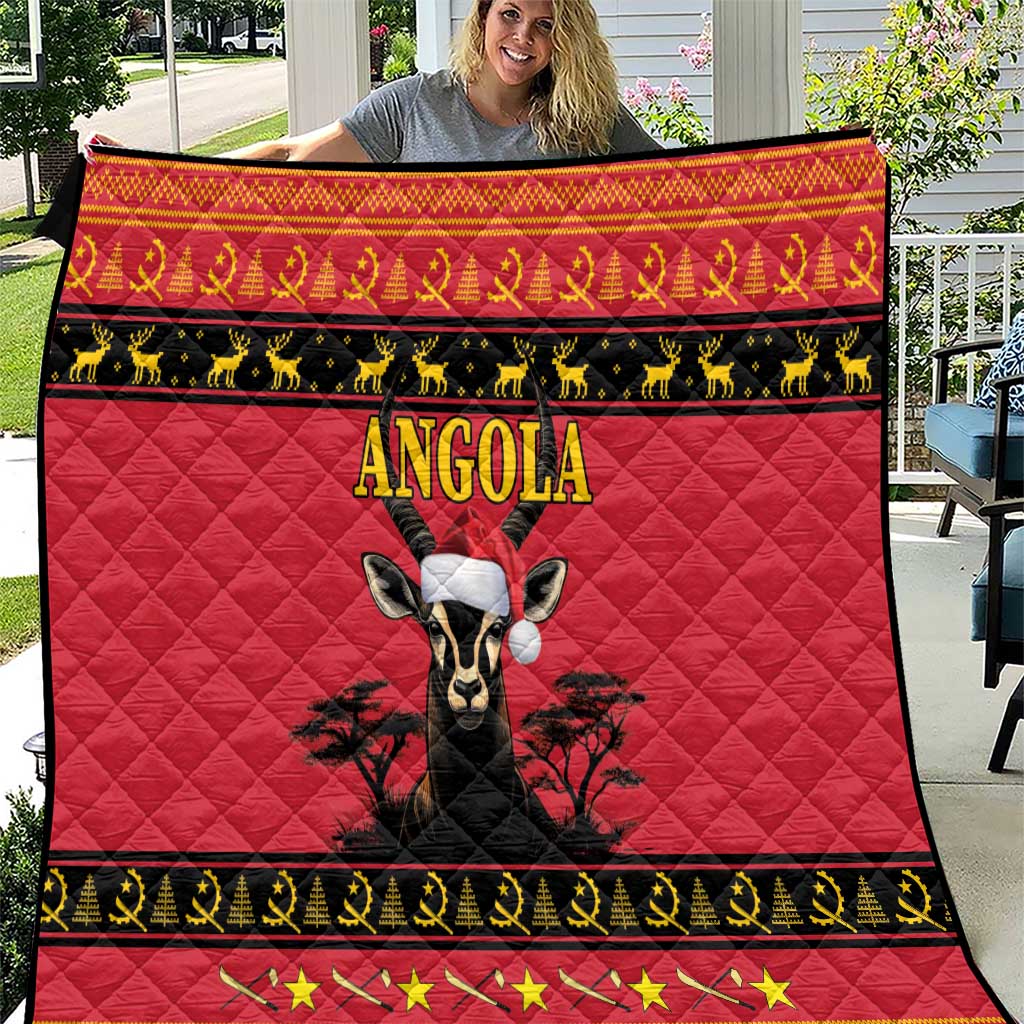 Angola Christmas Quilt Giant Sable Antelope Virtus Unita Fortior - Wonder Print Shop