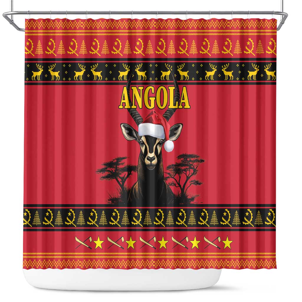 Angola Christmas Shower Curtain Giant Sable Antelope Virtus Unita Fortior