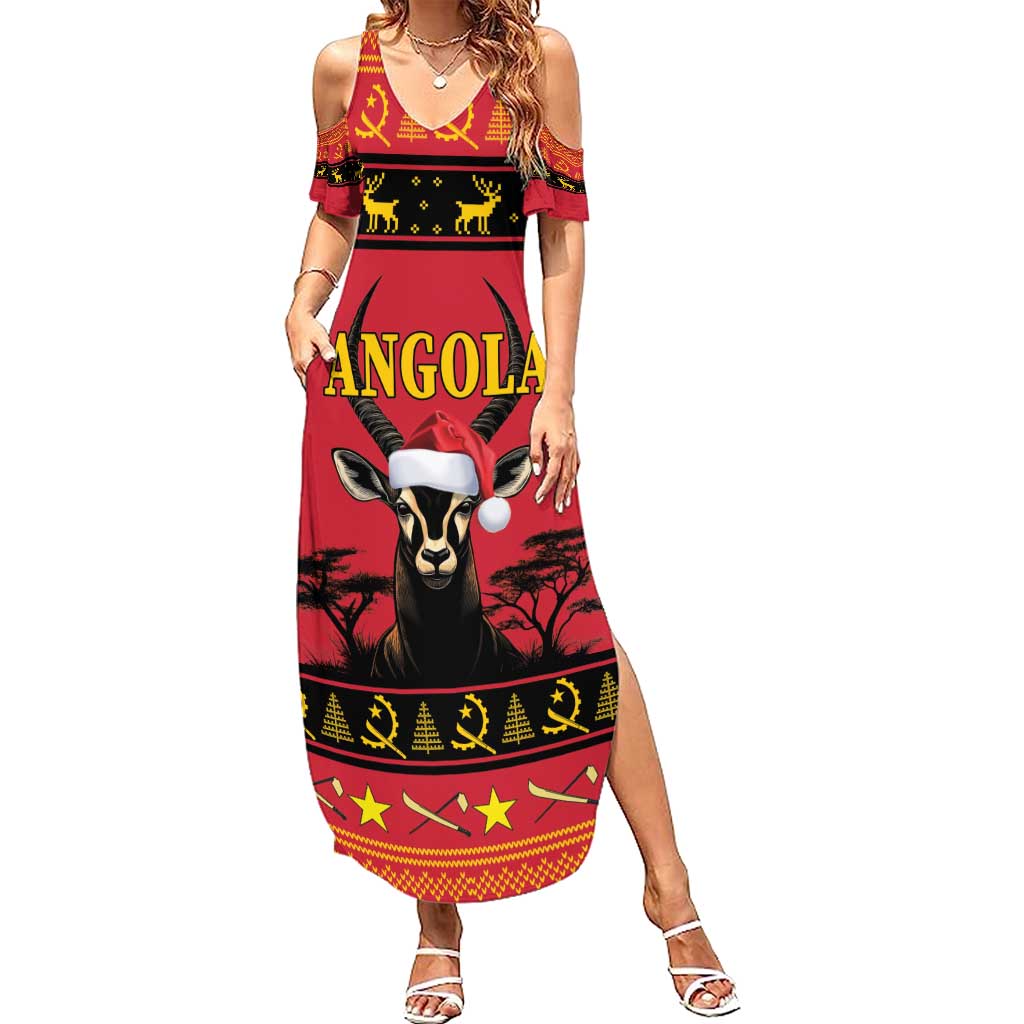 Angola Christmas Summer Maxi Dress Giant Sable Antelope Virtus Unita Fortior - Wonder Print Shop