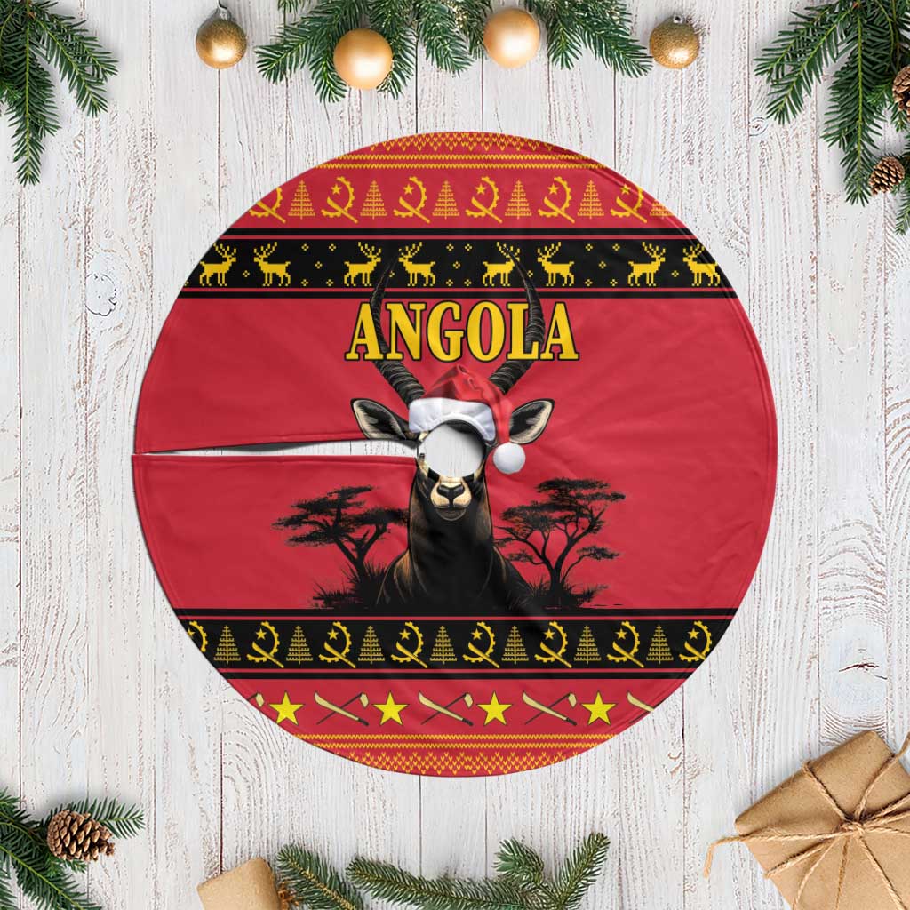 Angola Christmas Tree Skirt Giant Sable Antelope Virtus Unita Fortior - Wonder Print Shop