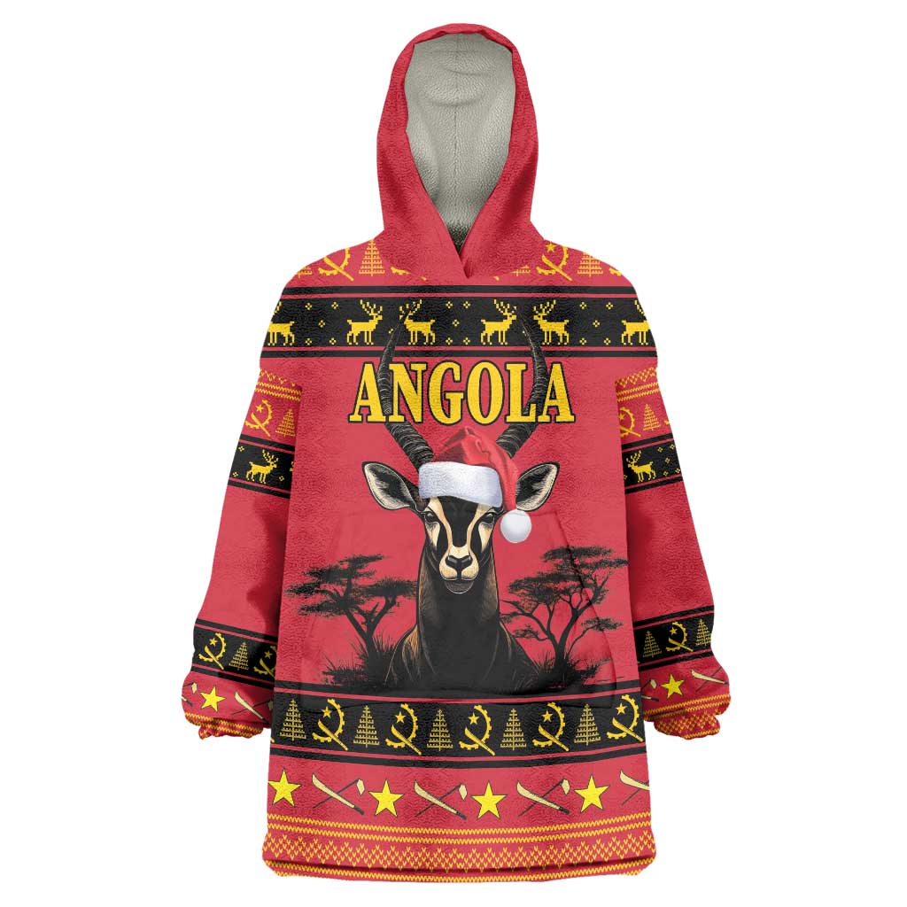 Angola Christmas Wearable Blanket Hoodie Giant Sable Antelope Virtus Unita Fortior