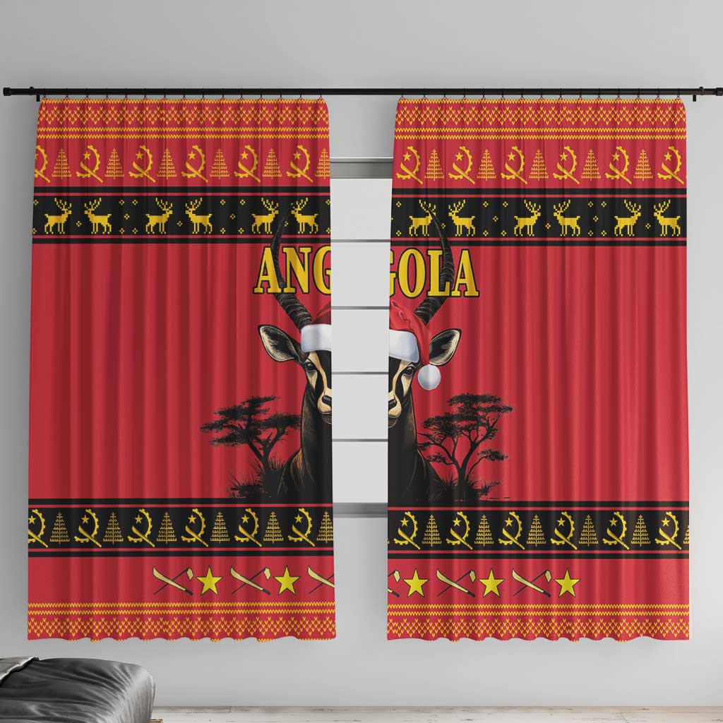 Angola Christmas Window Curtain Giant Sable Antelope Virtus Unita Fortior - Wonder Print Shop