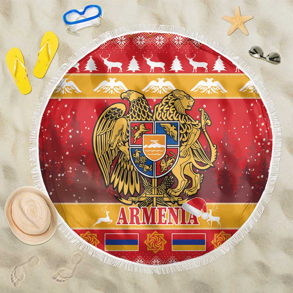 Armenia Christmas Beach Blanket Coat Of Arms With Arevakhach - Wonder Print Shop