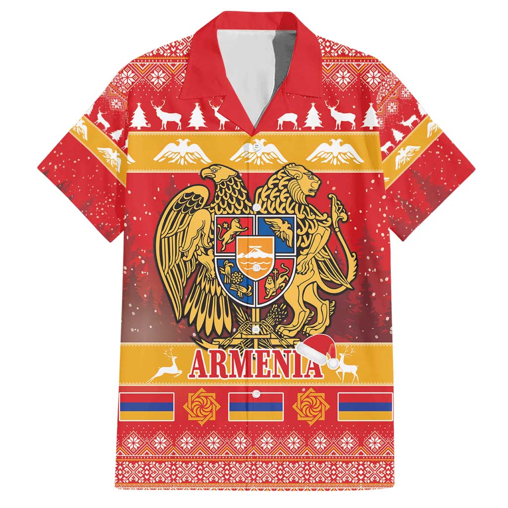 Armenia Christmas Hawaiian Shirt Coat Of Arms With Arevakhach - Wonder Print Shop