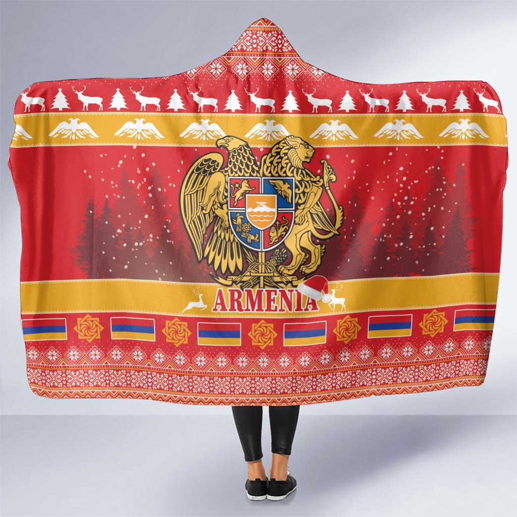 Armenia Christmas Hooded Blanket Coat Of Arms With Arevakhach