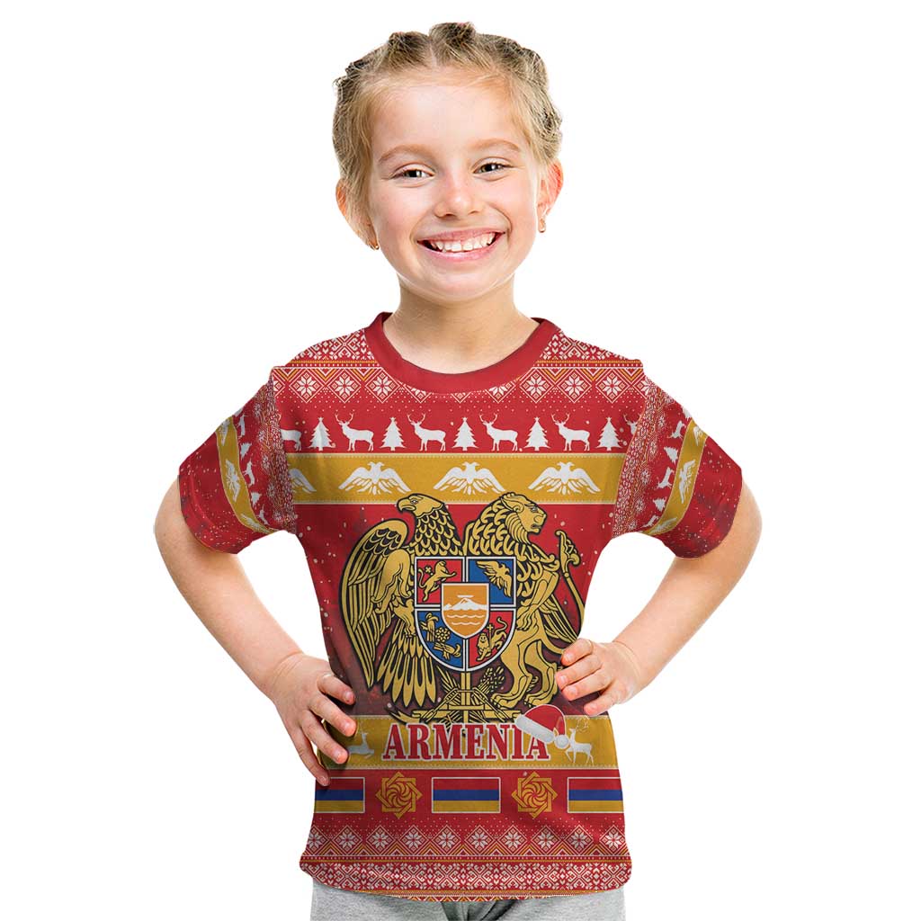 Armenia Christmas Kid T Shirt Coat Of Arms With Arevakhach - Wonder Print Shop