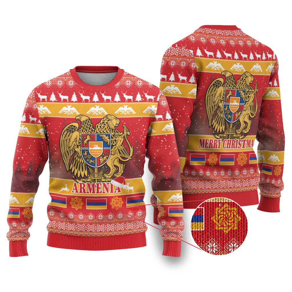 Armenia Christmas Ugly Christmas Sweater Coat Of Arms With Arevakhach - Wonder Print Shop