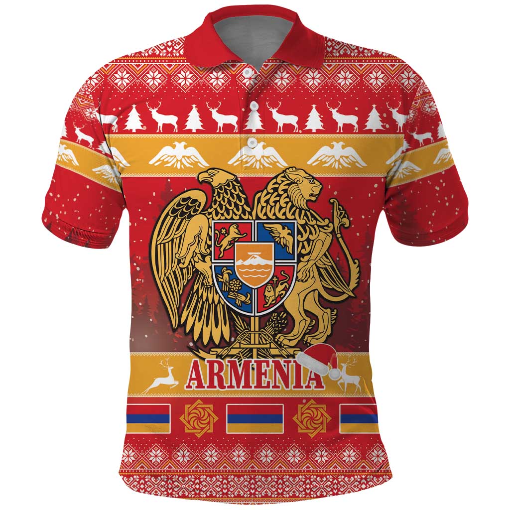 Armenia Christmas Polo Shirt Coat Of Arms With Arevakhach