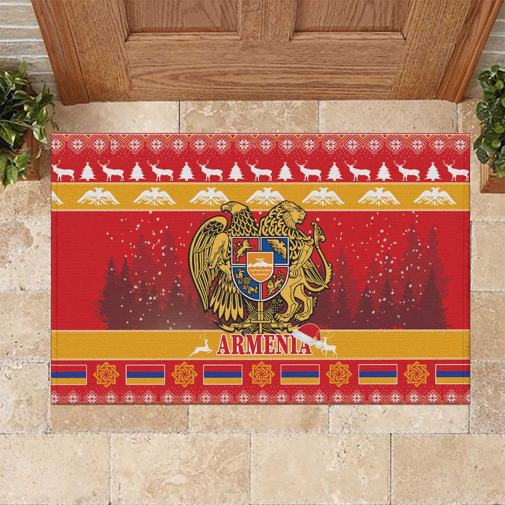 Armenia Christmas Rubber Doormat Coat Of Arms With Arevakhach - Wonder Print Shop