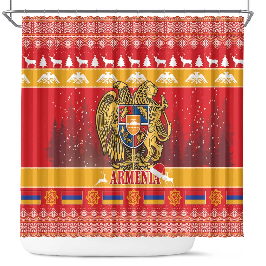 Armenia Christmas Shower Curtain Coat Of Arms With Arevakhach