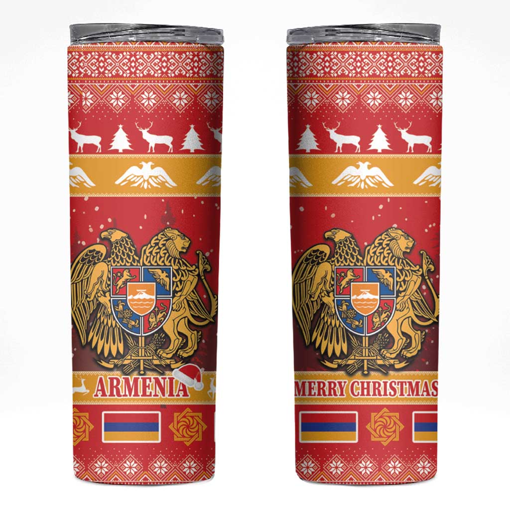 Armenia Christmas Skinny Tumbler Coat Of Arms With Arevakhach - Wonder Print Shop