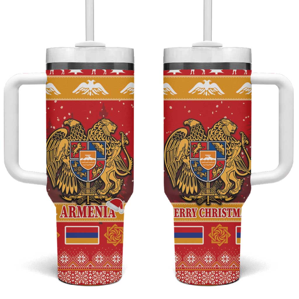 Armenia Christmas Tumbler With Handle Coat Of Arms With Arevakhach - Wonder Print Shop