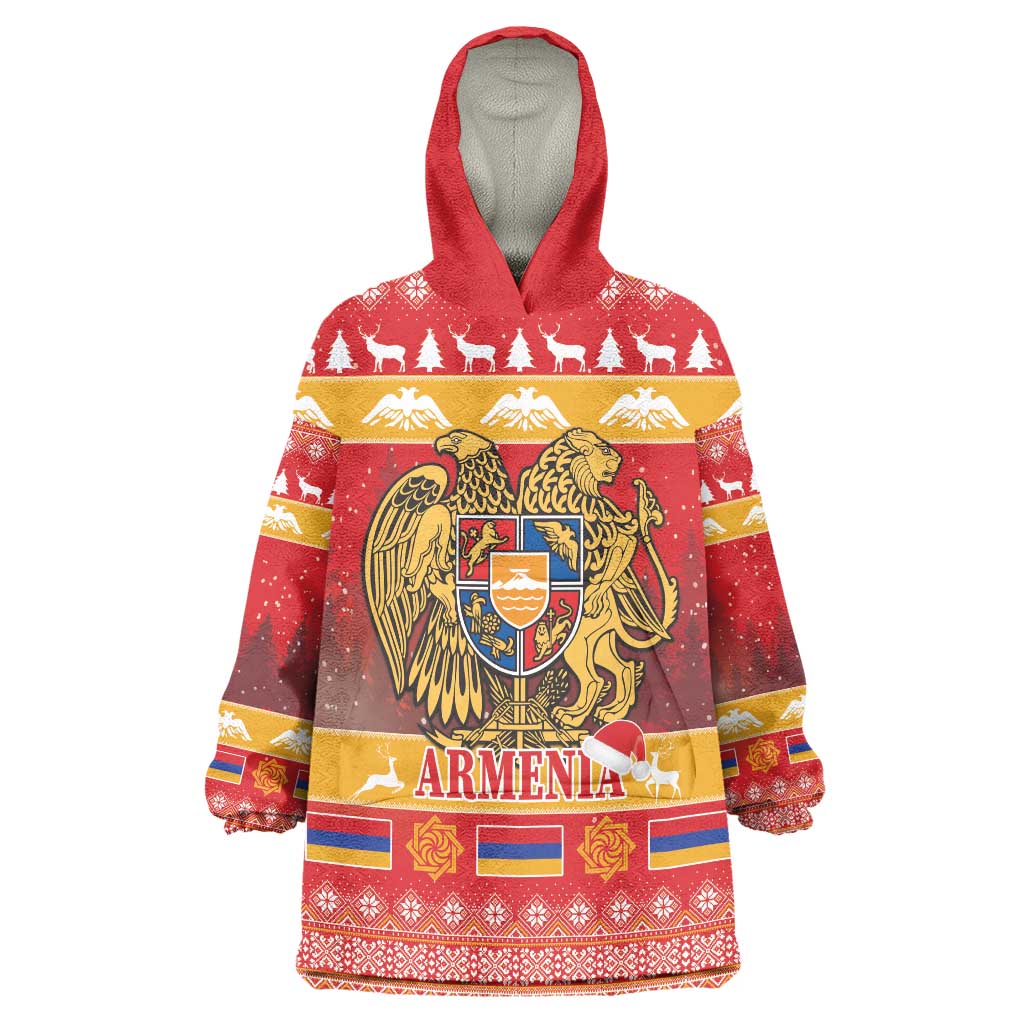 Armenia Christmas Wearable Blanket Hoodie Coat Of Arms With Arevakhach