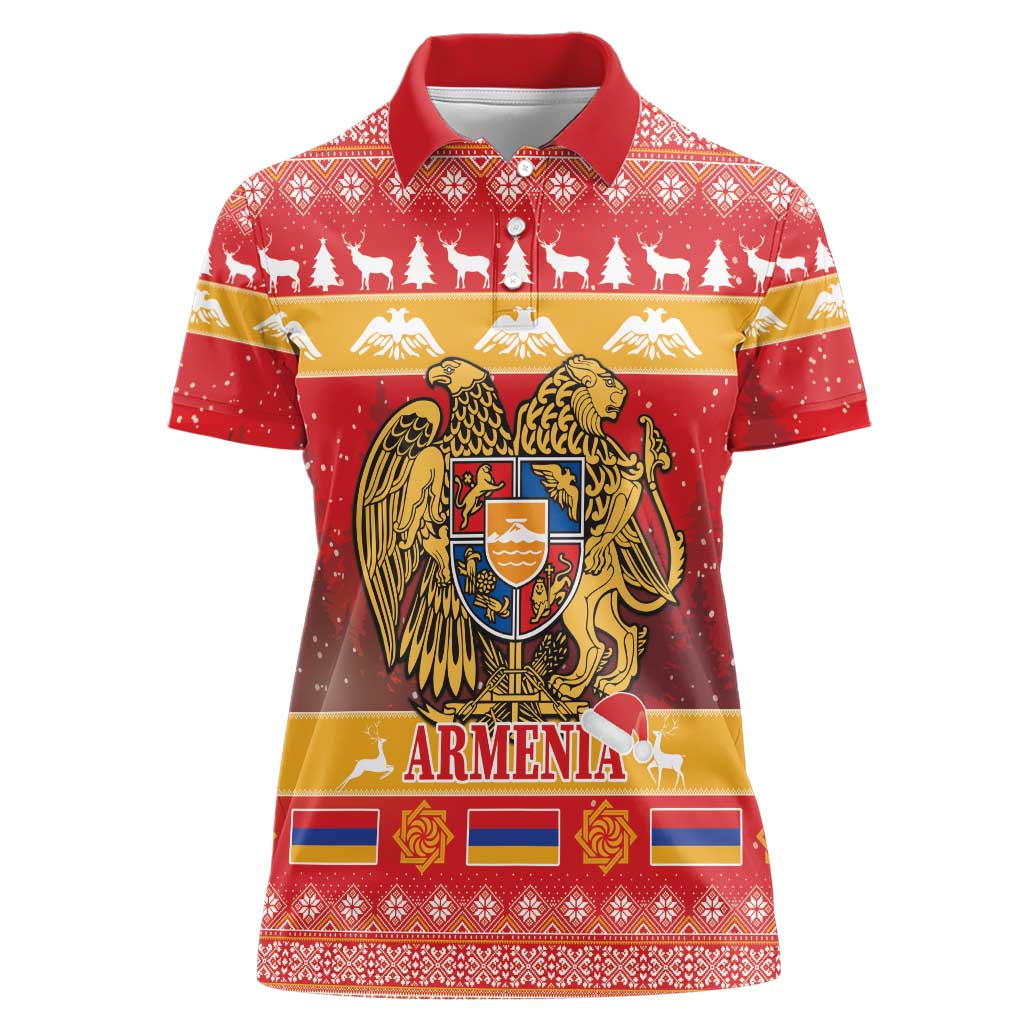 Armenia Christmas Women Polo Shirt Coat Of Arms With Arevakhach - Wonder Print Shop