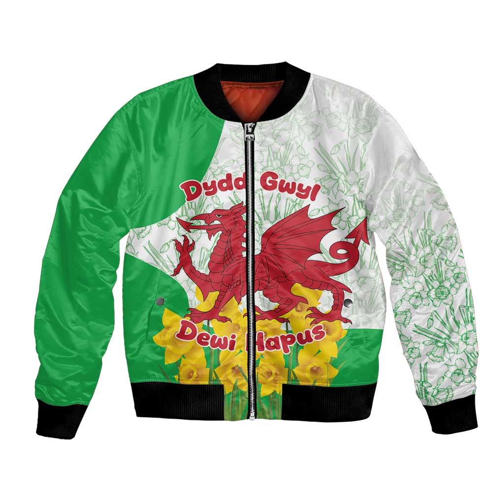 Saint David’s Day Welsh Dragon Bomber Jacket Dydd Gwyl Dewi Hapus - Wonder Print Shop