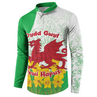 Saint David’s Day Welsh Dragon Button Sweatshirt Dydd Gwyl Dewi Hapus - Wonder Print Shop