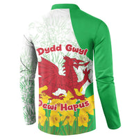 Saint David’s Day Welsh Dragon Button Sweatshirt Dydd Gwyl Dewi Hapus - Wonder Print Shop