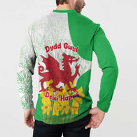 Saint David’s Day Welsh Dragon Button Sweatshirt Dydd Gwyl Dewi Hapus - Wonder Print Shop