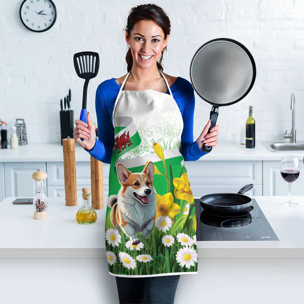 Wales Corgi Daffodil Apron Playful Welsh Dog - Wonder Print Shop