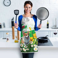 Wales Corgi Daffodil Apron Playful Welsh Dog - Wonder Print Shop