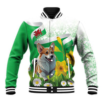 Wales Corgi Daffodil Baseball Jacket Playful Welsh Dog - Wonder Print Shop