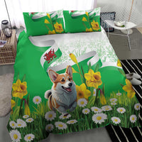 Wales Corgi Daffodil Bedding Set Playful Welsh Dog - Wonder Print Shop