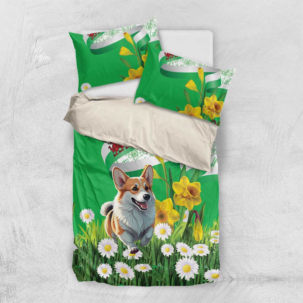 Wales Corgi Daffodil Bedding Set Playful Welsh Dog - Wonder Print Shop