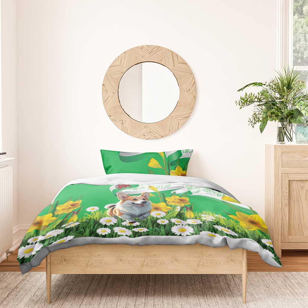 Wales Corgi Daffodil Bedding Set Playful Welsh Dog - Wonder Print Shop