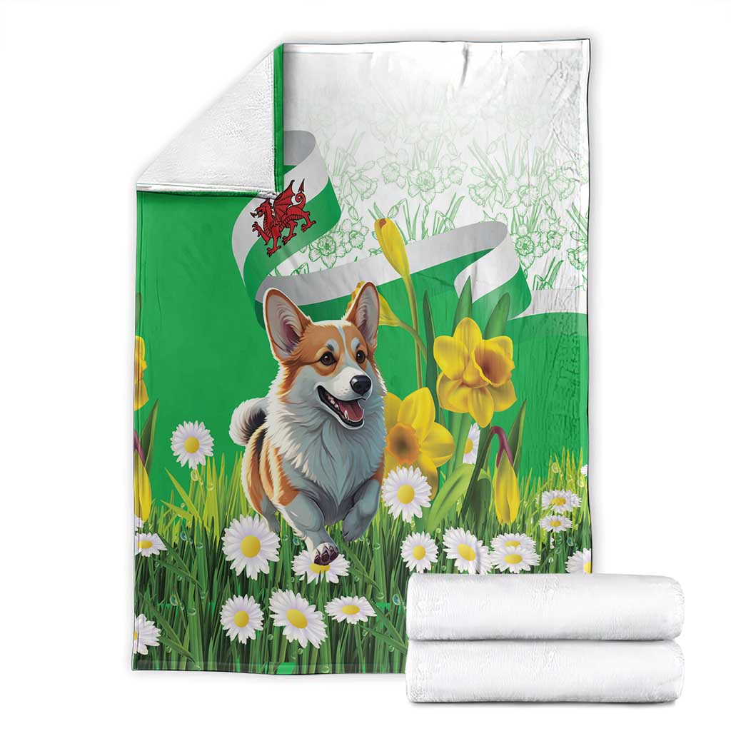 Wales Corgi Daffodil Blanket Playful Welsh Dog - Wonder Print Shop