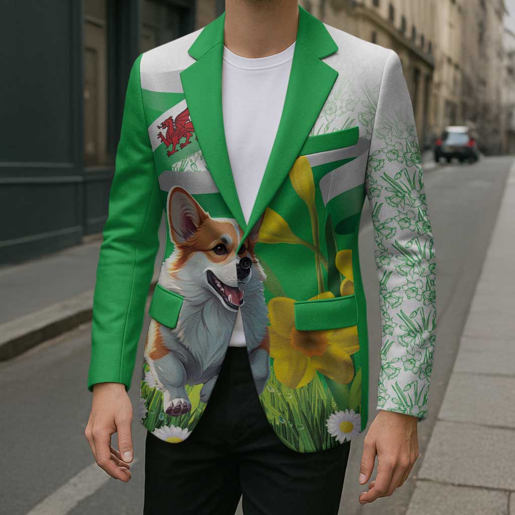 Wales Corgi Daffodil Blazer Playful Welsh Dog - Wonder Print Shop