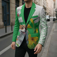 Wales Corgi Daffodil Blazer Playful Welsh Dog - Wonder Print Shop