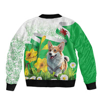 Wales Corgi Daffodil Bomber Jacket Playful Welsh Dog - Wonder Print Shop