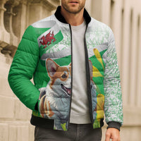 Wales Corgi Daffodil Bomber Puffer Jacket Playful Welsh Dog - Wonder Print Shop