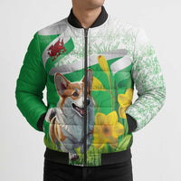 Wales Corgi Daffodil Bomber Puffer Jacket Playful Welsh Dog - Wonder Print Shop
