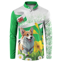 Wales Corgi Daffodil Button Sweatshirt Playful Welsh Dog - Wonder Print Shop