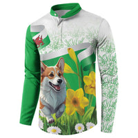 Wales Corgi Daffodil Button Sweatshirt Playful Welsh Dog - Wonder Print Shop